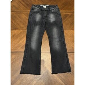 Machine‎ Denim Mens 32x27 Faded Black Studded Pocket Raw Hem Straight Leg Jeans